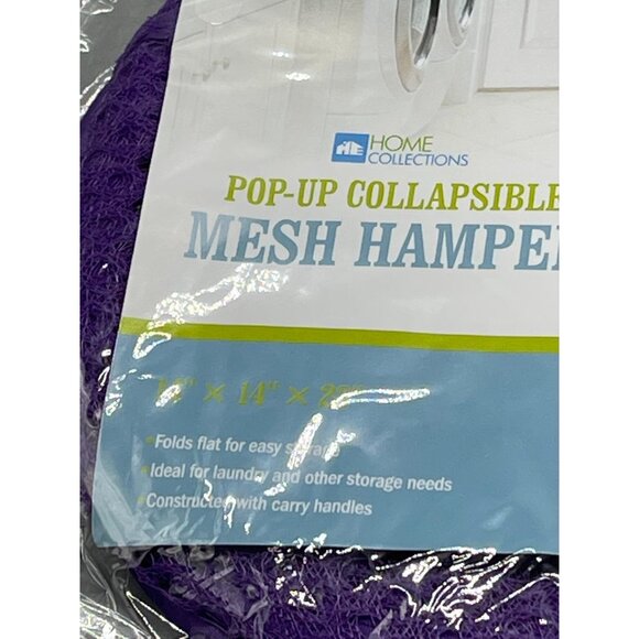 Home collections pop-up collapsible mesh hamper folds flat carry handle READ NEW - Picture 2 of 6
